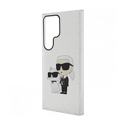 Клип-кейс (накладка) CG Mobile Lagerfeld Karl для Samsung Galaxy S24 Ultra поликарбонат, силикон, "NFT 3D Karl and Choupette" прозрачный с блёстками