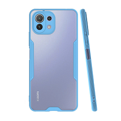 Клип-кейс (накладка) Bubble для Xiaomi 11 Lite пластик, прозрачный с голубой рамкой