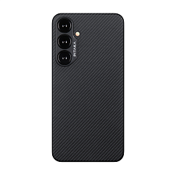 Клип-кейс (накладка) Pitaka MagEZ Case 4 для Samsung Galaxy S24 кевлар (арамид), чёрно-серый (узкая полоска)