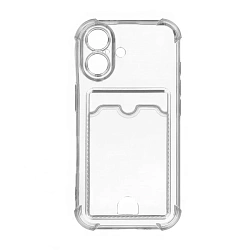 Клип-кейс (накладка) с визитницей для Apple iPhone 16 Plus силикон, прозрачный