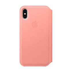 Чехол-книжка Apple Leather Folio для Apple iPhone X кожа, Pink Sand