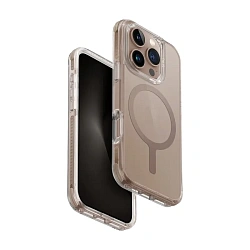 Клип-кейс (накладка) UNIQ Combat MagSafe для Apple iPhone 16 Pro полиуретан, прозрачный с золотой рамкой