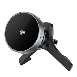 Автомобильный держатель магнитный WIWU QI2.0 CH-319 Wireless Charger с беспроводной зарядкой (зажим) чёрный