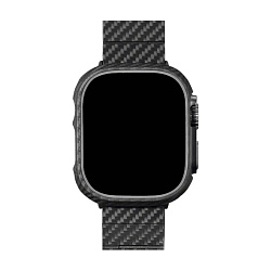 Чехол-бампер Pitaka AirCase для Apple Watch Ultra / Ultra 2 / Ultra 3 49mm кевлар (арамид), чёрно-серый (полоска)