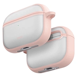 Кобура UNIQ Veren для Apple AirPods Pro 3 поликарбонат, силикон, прозрачный с розовой рамкой