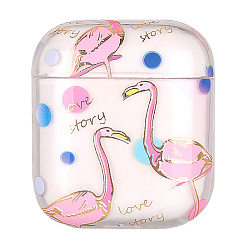 Кобура Kingxbar для Apple AirPods 2018 / 2019 поликарбонат, прозрачный "фламинго" с стразами