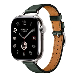 Умные часы Apple Watch Hermes Series 11 42mm GPS + Cellular Silver Titanium Case Vert Mangrove Single Tour Attelage Strap