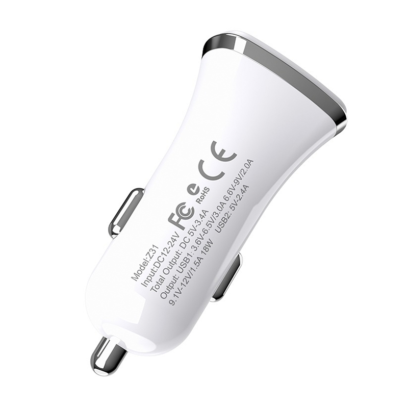 Автомобильное зарядное устройство + кабель Micro Hoco Z31 18 Вт, белый - 3