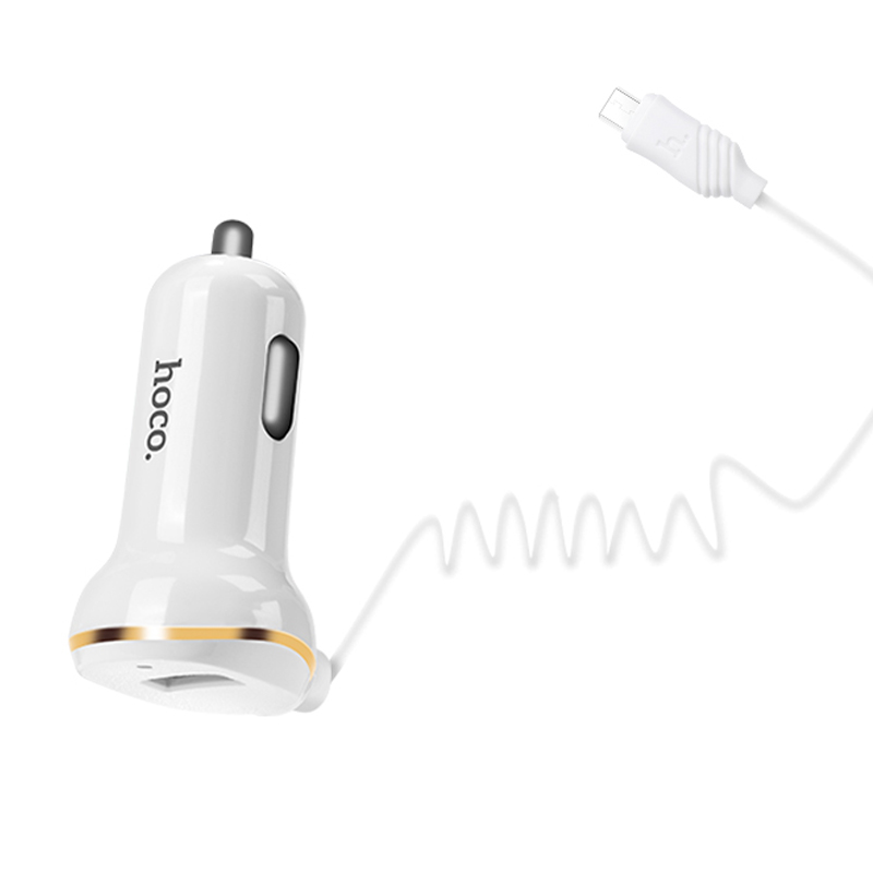 Автомобильное зарядное устройство + кабель Micro Hoco Z14 18 Вт, белый - 2