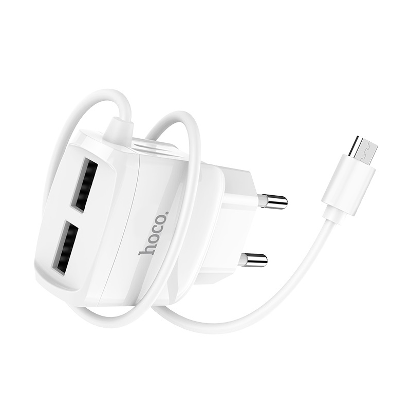Сетевое зарядное устройство + кабель Micro Hoco C59A 10 Вт, белый - 3