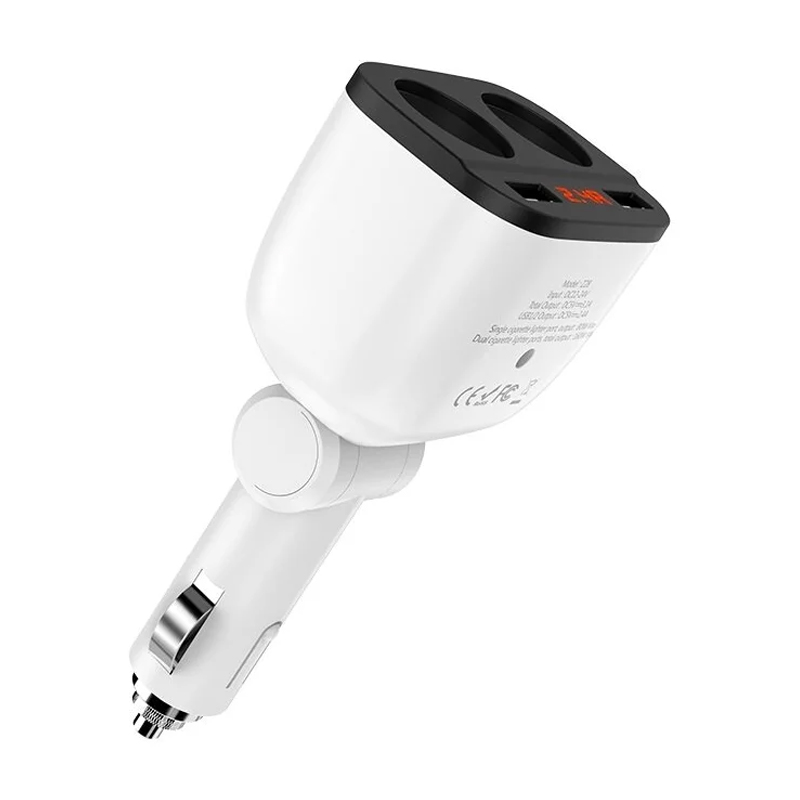 Автомобильное зарядное устройство Hoco Z28+ разветвитель 15 Вт, белый - 2