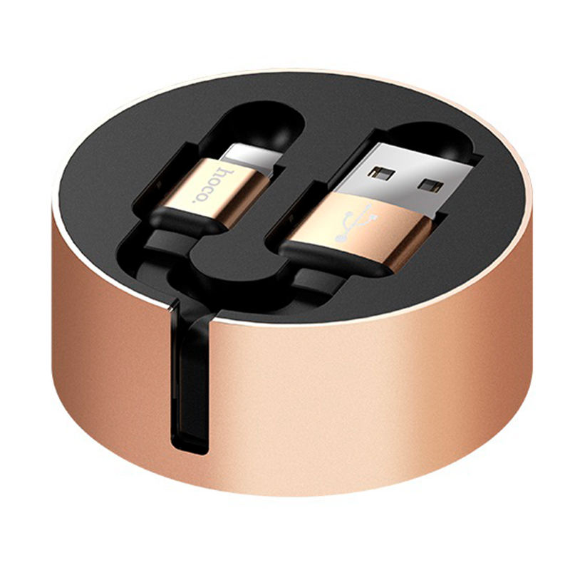 Дата-кабель Hoco U23 Lightning 1 м, чёрный с золотым - 2