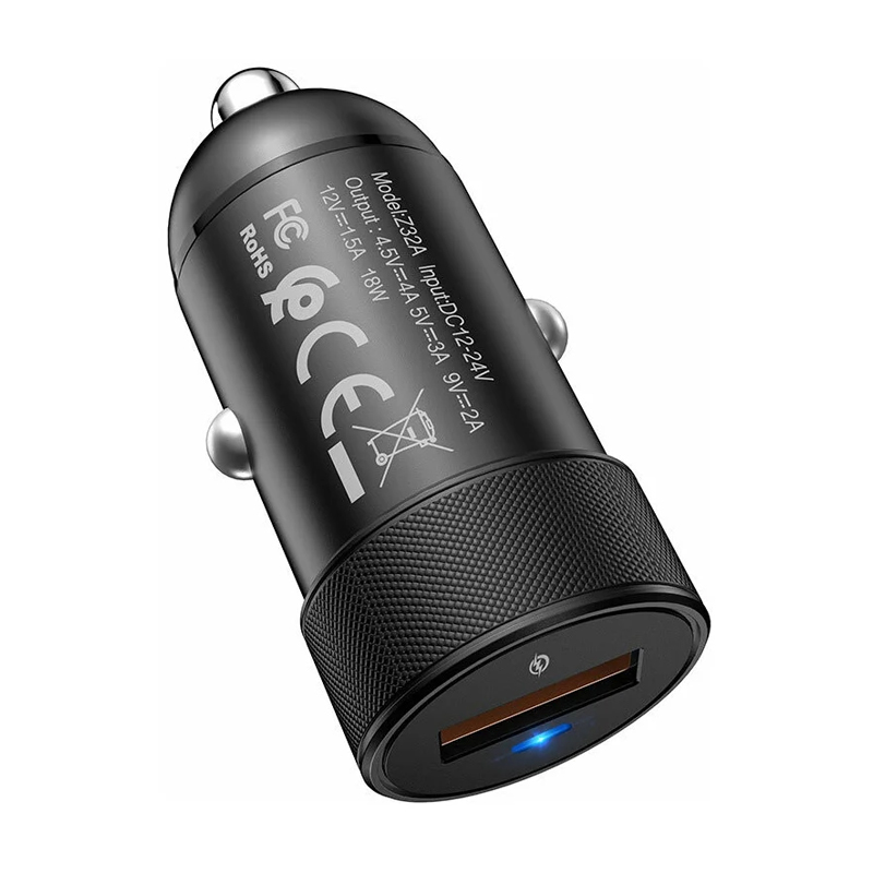 Автомобильное зарядное устройство + кабель Micro Hoco Z32A 18 Вт, чёрный - 3