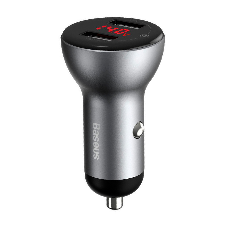 Автомобильное зарядное устройство Baseus Digital Display Dual SCP 45 Вт, серебристый - 1