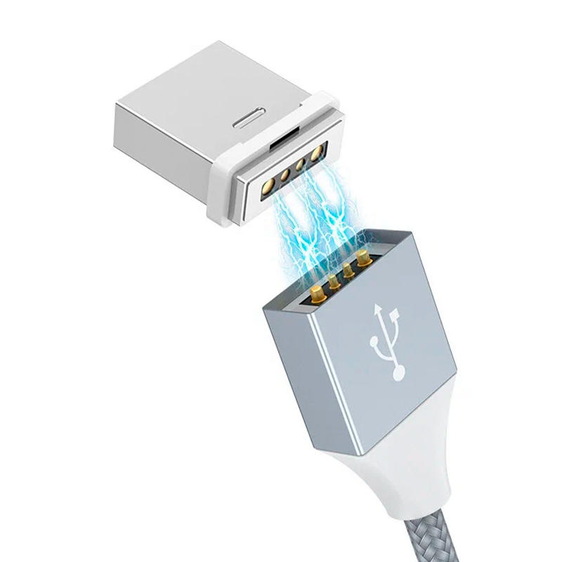 Дата-кабель Hoco U40B Magnetic Lightning 1 м, серый - 2