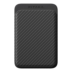 Кардхолдер Pitaka Magnetic Woven Wallet для Apple iPhone кевлар (арамид), чёрно-серый (узкая полоска) (MWW2401)