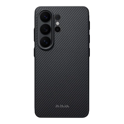 Клип-кейс (накладка) Pitaka Military-Grade Protective Case для Samsung Galaxy S26 Ultra кевлар (арамид), чёрно-серый (узкая полоска) (PBS2601U)