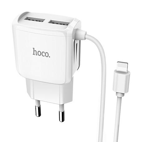 Сетевое зарядное устройство + кабель Lightning Hoco C59A 10 Вт, белый - 1