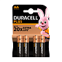 Батарейка Duracell Plus AA LR6-4BL, 4шт 