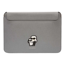 Чехол CG Mobile Lagerfeld Sleeve NFT Karl & Choupette для Apple MacBook 16" экокожа, серебристый