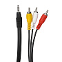 Аудиокабель Telecom 3RCA - 3.5 mm jack 1.5 м, чёрный