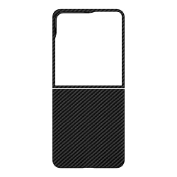 Клип-кейс (накладка) uBear Supreme Mag Case для Samsung Galaxy Z Flip8 кевлар (арамид), чёрно-серый (полоска)