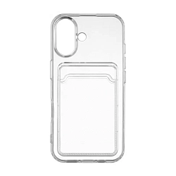 Клип-кейс (накладка) с визитницей Rocket Clear Plus для Apple iPhone 16 (Уценка) прозрачный