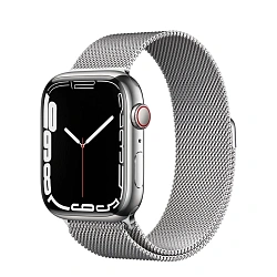 Умные часы Apple Watch Series 7 41mm GPS + Cellular (Уценка) Silver Stainless Steel Case Milanese Loop One Size, eSim