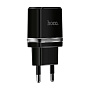 Сетевое зарядное устройство + кабель Lightning Hoco C12A 12 Вт, чёрный - 1