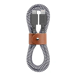 Дата-кабель Native Union Belt Cable 60W Type-C to Lightning 1.2 м, чёрно-белый