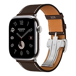 Умные часы Apple Watch Hermes Series 11 46mm GPS + Cellular Silver Titanium Case Ebene Single Tour Deployment Buckle Strap