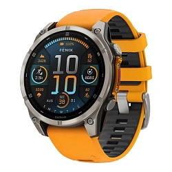 Умные часы Garmin Fenix 8 47 mm Amoled титановый (оранжевый/графитовый ремешок)